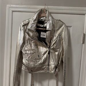 RUDSAK Metallic Silver Leather Jacket